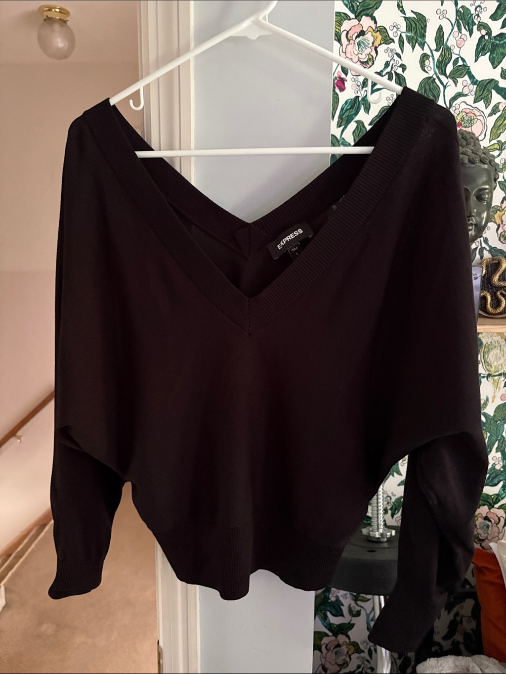 Express Women's Black V-Neck Pullover Sweater